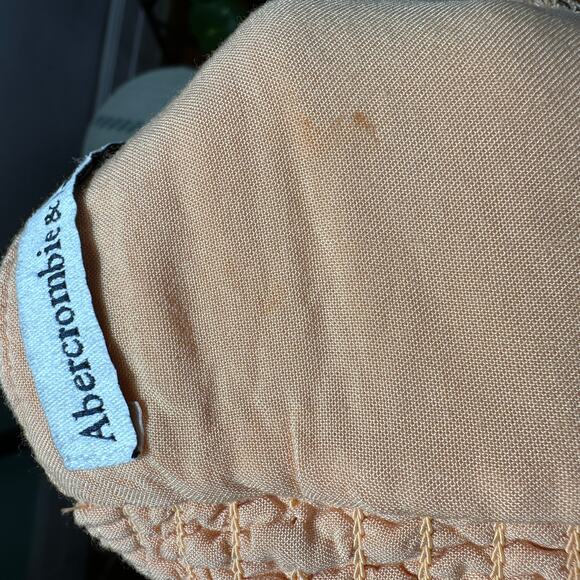 Abercrombie & Fitch Linen Halter Dress Medium Tall Peach Back Smocking NEW - Picture 8 of 8